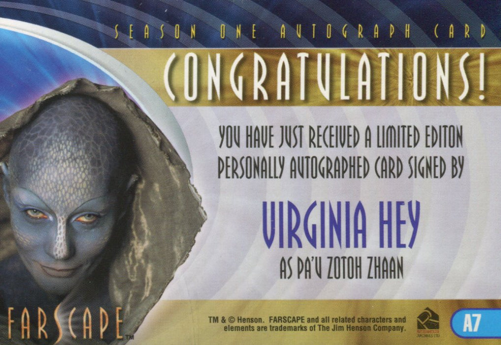Farscape Season 2 Virginia Hey as P'au Zotoh Zhaan Autograph Card A7   - TvMovieCards.com