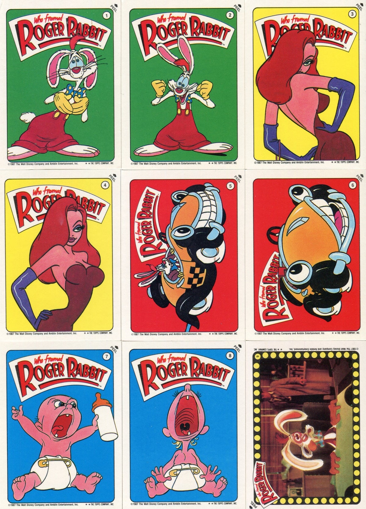 Who Framed Roger Rabbit Movie Vintage Sticker Card Set 22 Stickers Top ...