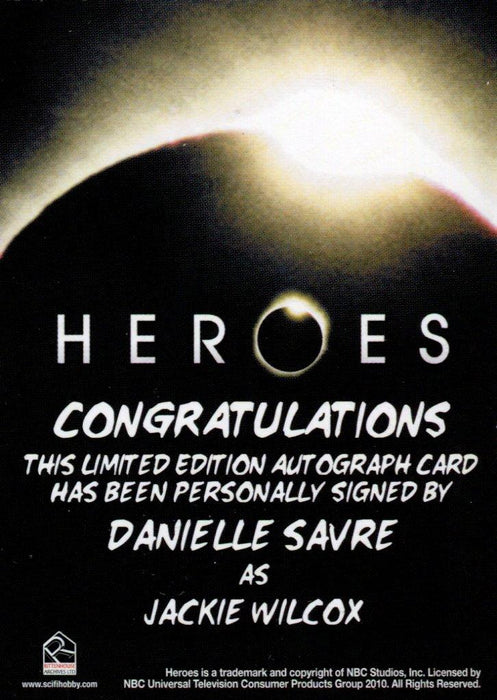 Heroes Archives Danielle Savre as Jackie Wilcox Autograph Card   - TvMovieCards.com