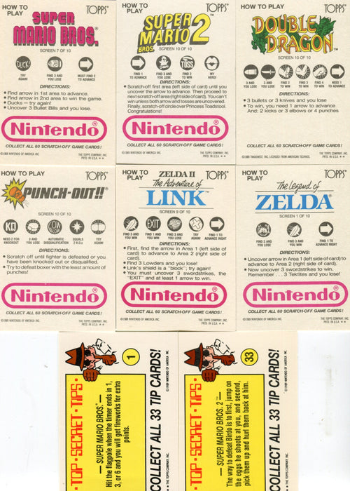 Nintendo Game Pack 60 Card Set with 33 Stickers Topps 1989