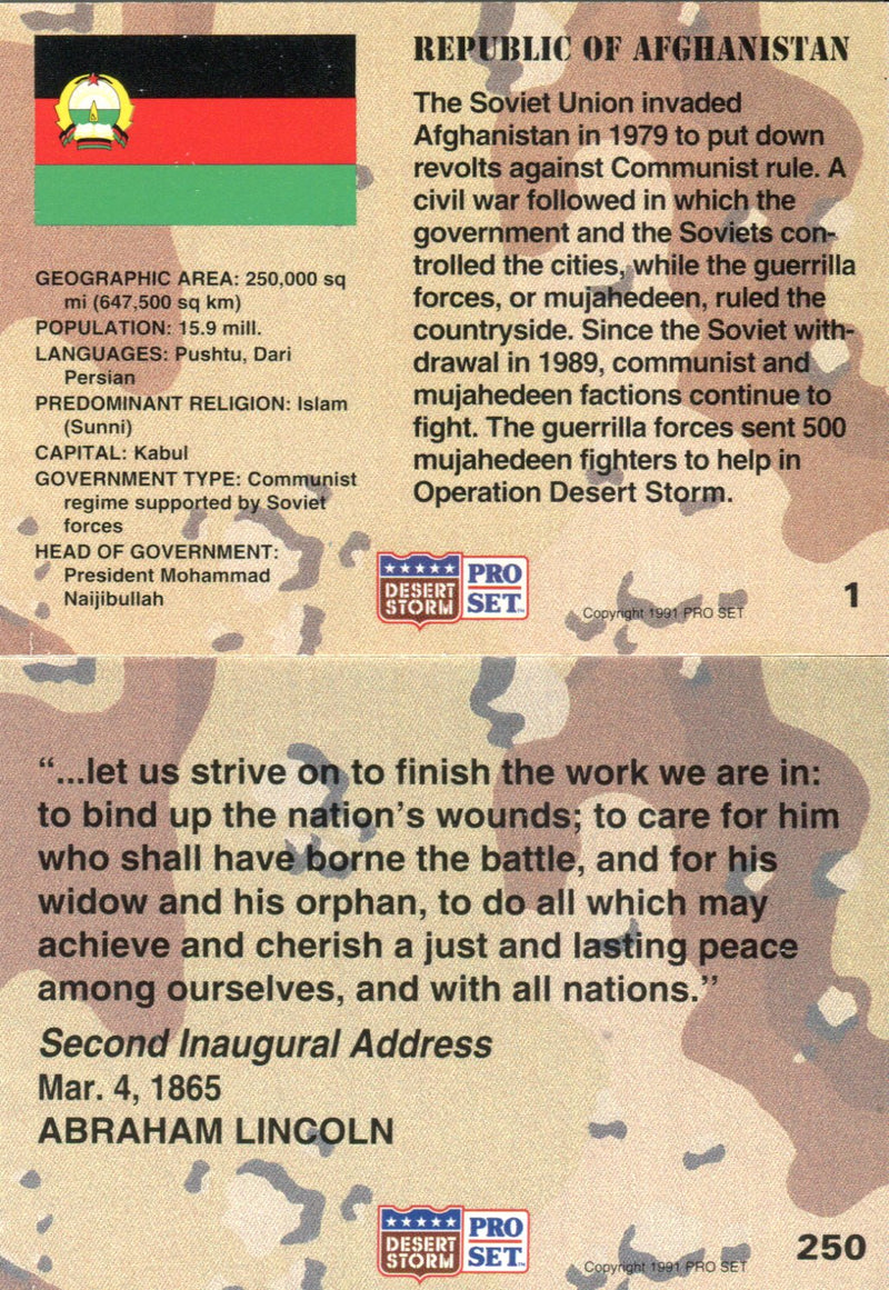 Desert Storm War Trading Card Set 250 Cards 1991 Pro Set   - TvMovieCards.com
