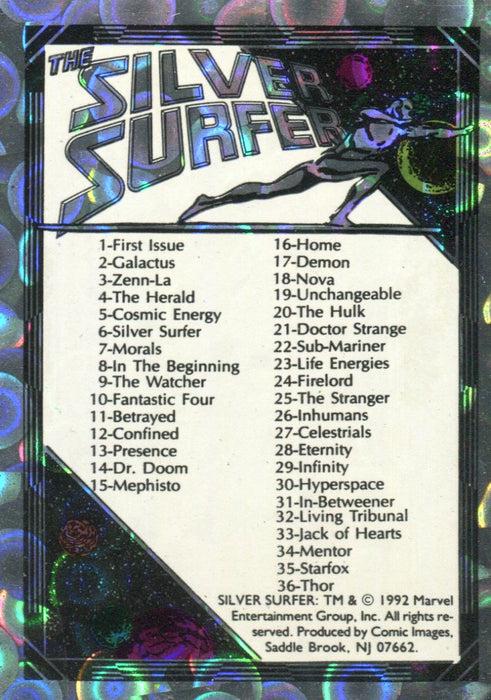 Silver Surfer Prismatic Base Card Set 72 Cards Comic Images 1992   - TvMovieCards.com