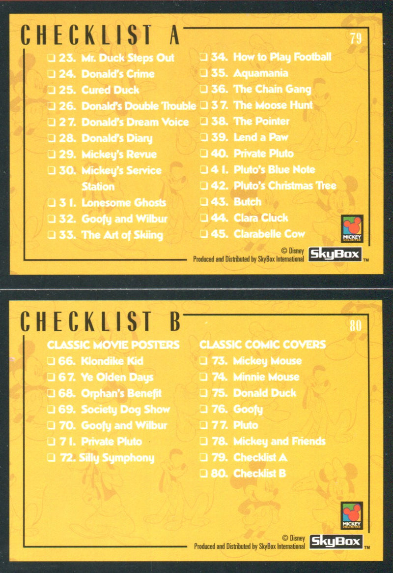 Disney Premium Base Trading Card Set 80 Cards Skybox 1995   - TvMovieCards.com