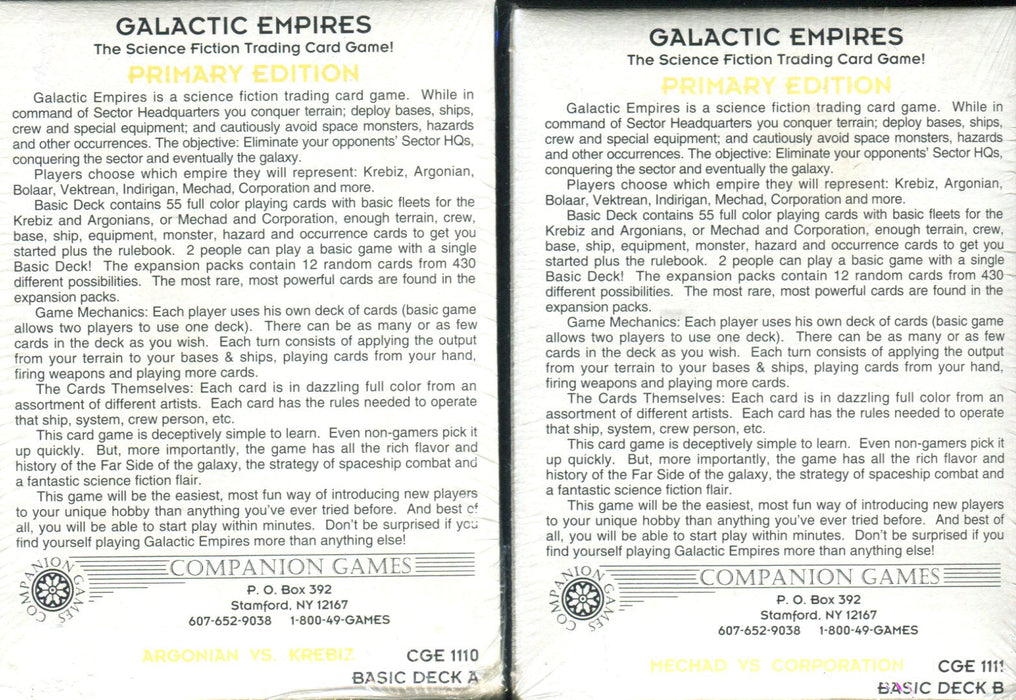Galactic Files Primary Edition Series II Collectible Card Game Decks A & B   - TvMovieCards.com