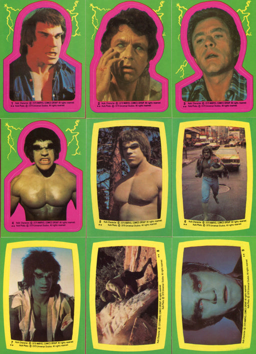 Incredible Hulk TV Show Vintage Sticker Card Set 22 Sticker Cards Topps 1979   - TvMovieCards.com