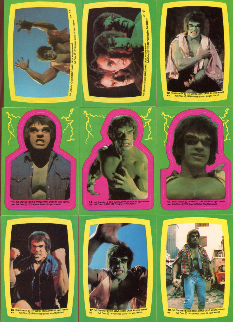 Incredible Hulk TV Show Vintage Sticker Card Set 22 Sticker Cards Topps 1979   - TvMovieCards.com