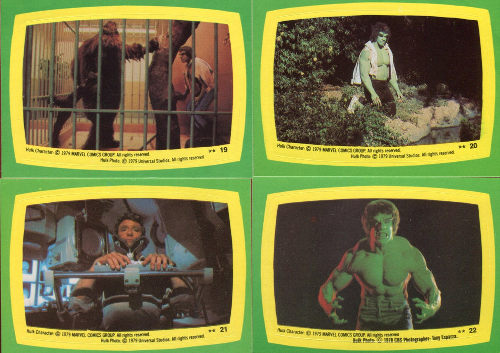 Incredible Hulk TV Show Vintage Sticker Card Set 22 Sticker Cards Topps 1979   - TvMovieCards.com