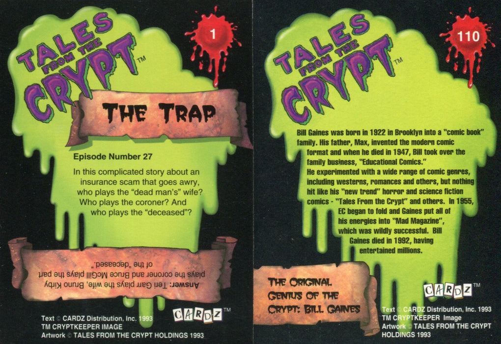 1993 Tales from the Crypt Trading Card Base Set of 110 Cards Cardz   - TvMovieCards.com