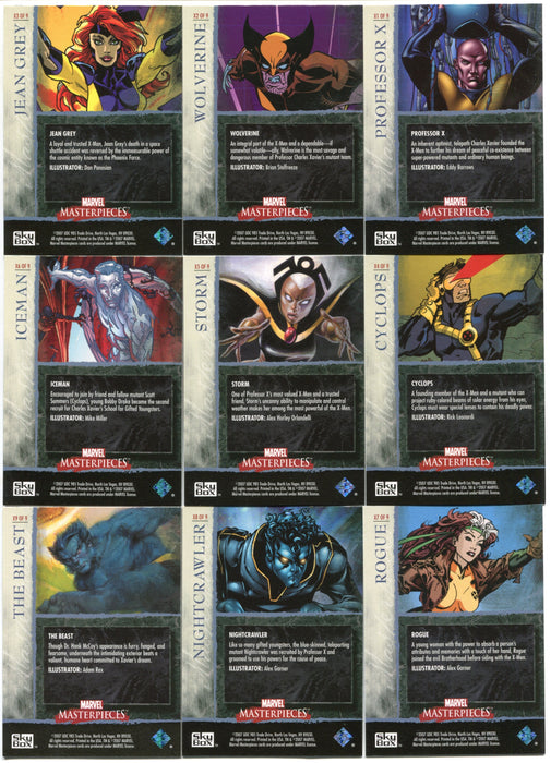 Marvel Masterpieces Skybox X-Men Inserts Chase Card Set X1-X9 Upper Deck 2007   - TvMovieCards.com