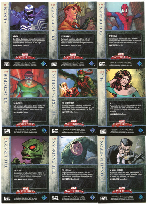Marvel Masterpieces Skybox Spider-man Inserts Chase Card Set S1-S9 2007   - TvMovieCards.com