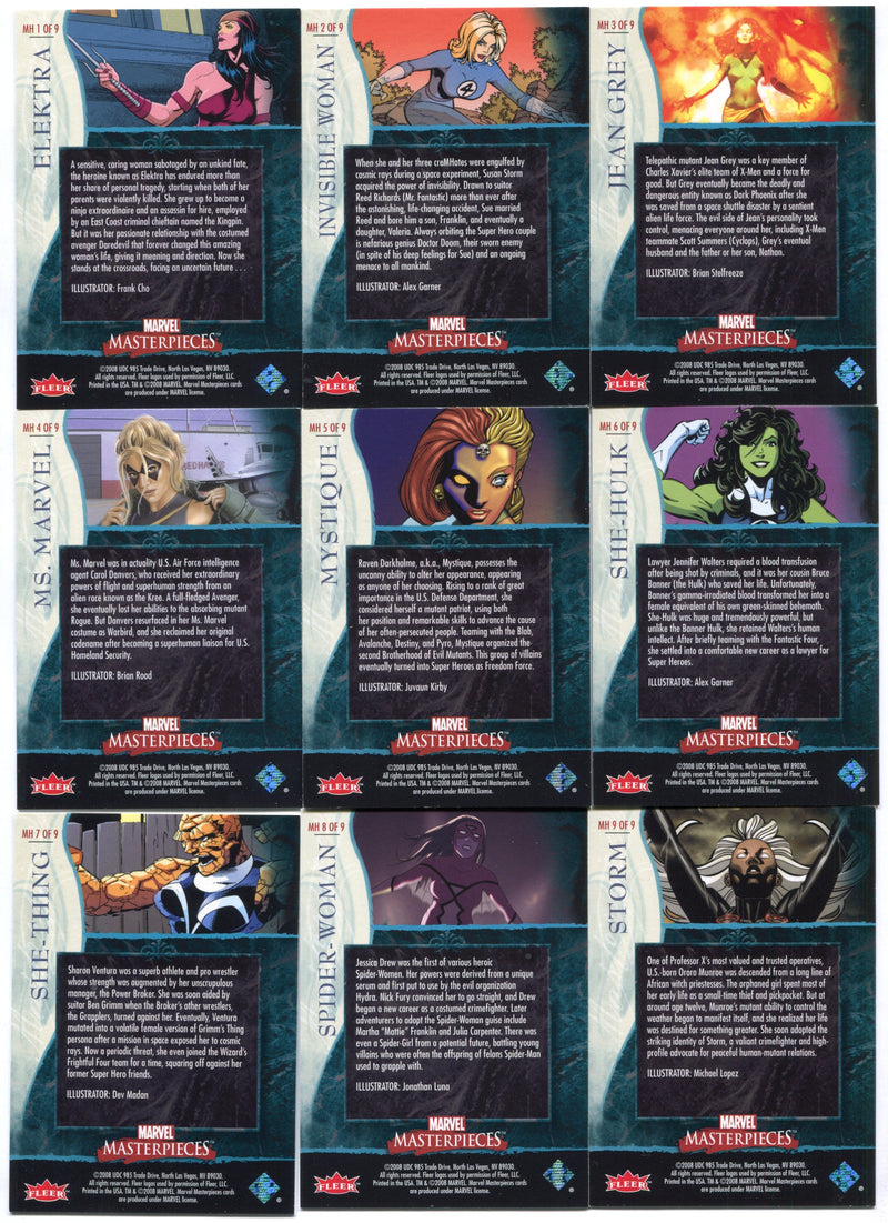 Marvel Masterpieces 2 Marvel Heroines Chase Card Set MH1-MH9 Cards 2008   - TvMovieCards.com