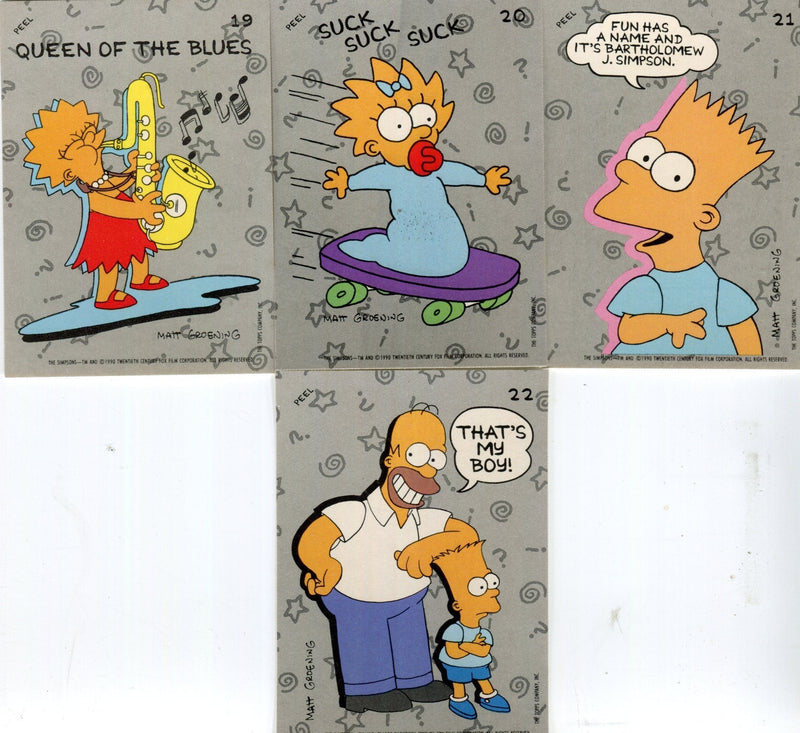 Simpsons Vintage Sticker Card Set 22 Sticker Cards Topps 1990   - TvMovieCards.com