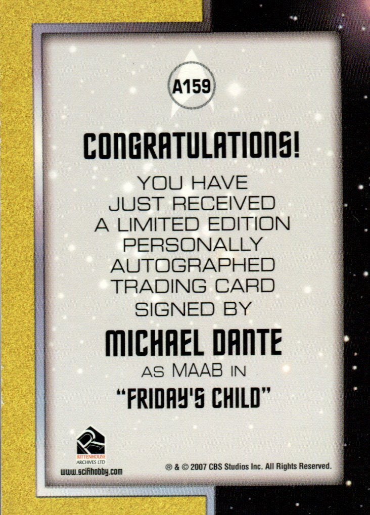 Star Trek TOS 40th Anniversary 2 Michael Dante as Maab Autograph Card A159   - TvMovieCards.com