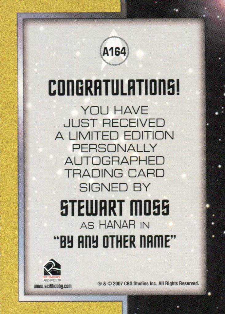 Star Trek TOS 40th Anniversary 2 Stewart Moss as Hanar Autograph Card A164   - TvMovieCards.com