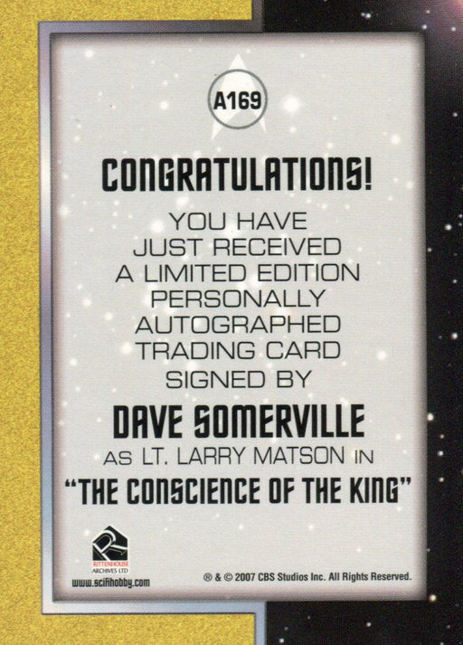 Star Trek TOS 40th Anniversary 2 Dave Somerville Lt. Matson Autograph Card A169   - TvMovieCards.com