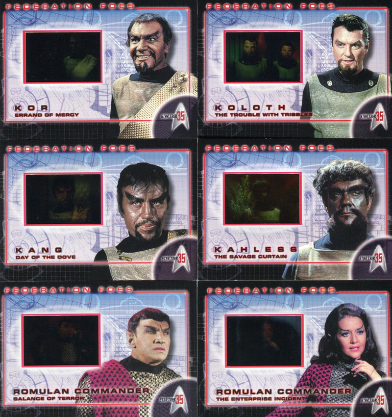 Star Trek TOS 35th Anniversary Federation Foes Chase Card Set FF1 - FF6 6 Cards - TvMovieCards.com