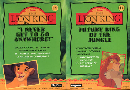 Lion King Disney Movie Series 1 Lenticular Hologram Chase Card Set L1 L2   - TvMovieCards.com