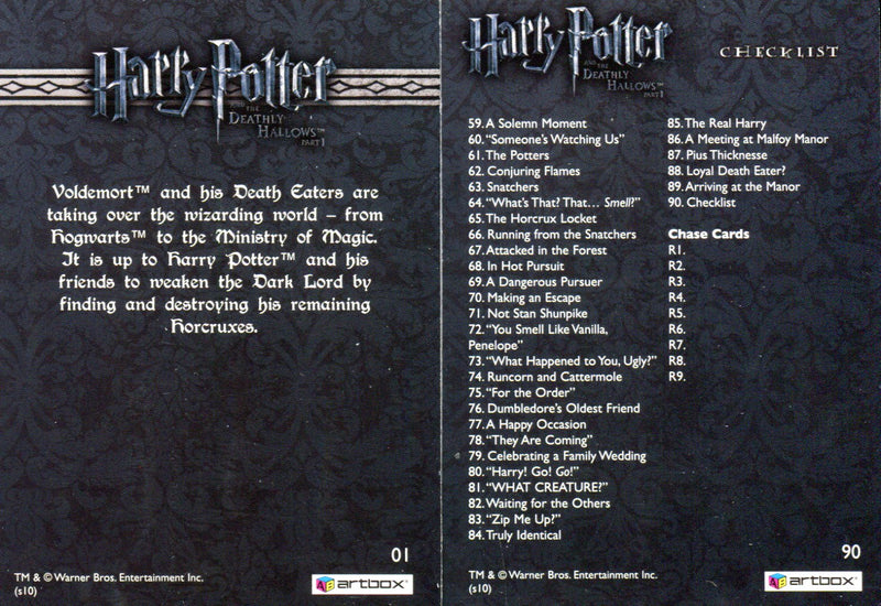 Harry Potter and the Deathly Hallows Part 1 Base Card Set 90 Cards   - TvMovieCards.com