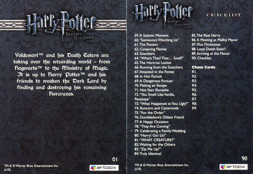 Harry Potter and the Deathly Hallows Part 1 Base Card Set 90 Cards   - TvMovieCards.com