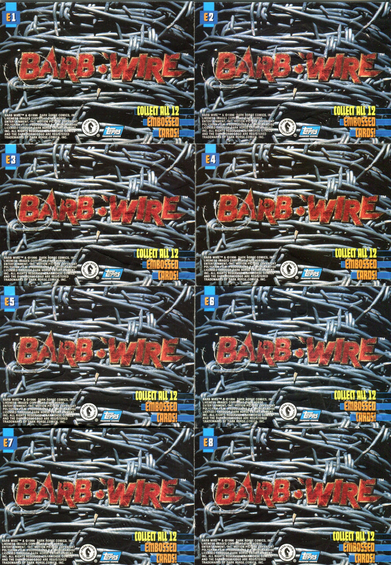 Barb Wire Movie Pamela Anderson Embossed Chase Card Set E1 thru E12 Topps 1996 - TvMovieCards.com