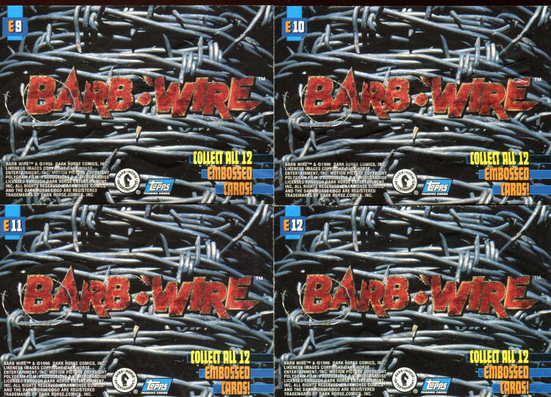 Barb Wire Movie Pamela Anderson Embossed Chase Card Set E1 thru E12 Topps 1996 - TvMovieCards.com