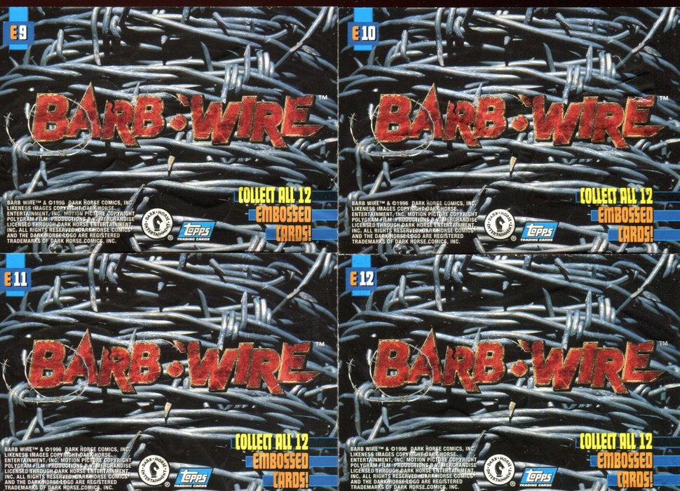 Barb Wire Movie Pamela Anderson Embossed Chase Card Set E1 thru E12 Topps   - TvMovieCards.com