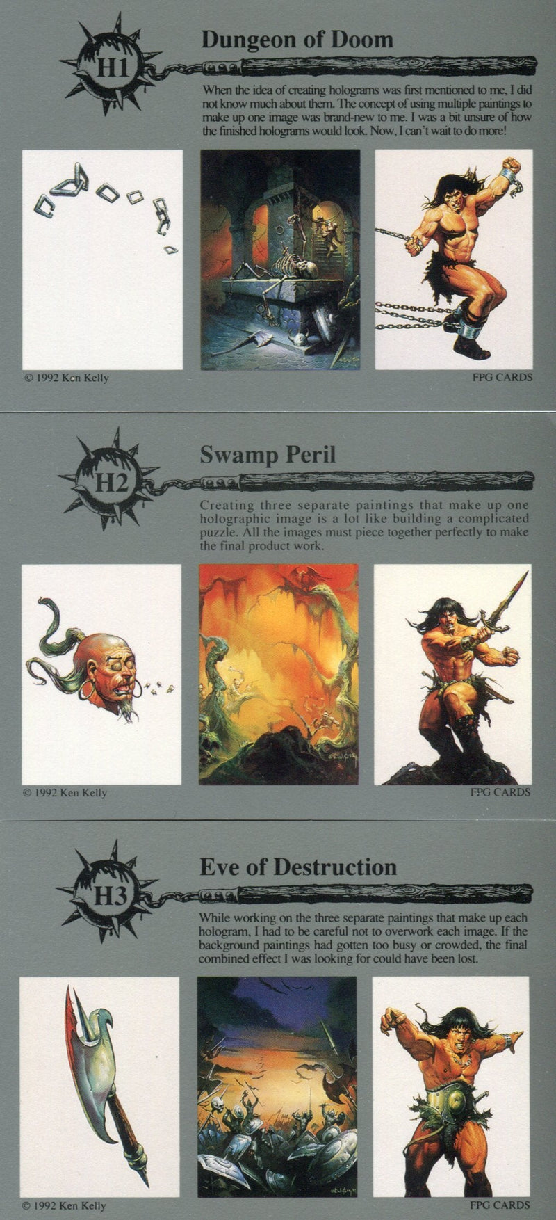 Kelly Ken Fantasy Art Hologram Chase Card Set H1 - H3  FPG 1993   - TvMovieCards.com