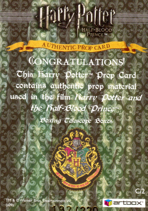 Harry Potter Half Blood Prince Telescope Boxes Prop Card HP Ci2 #192/220   - TvMovieCards.com