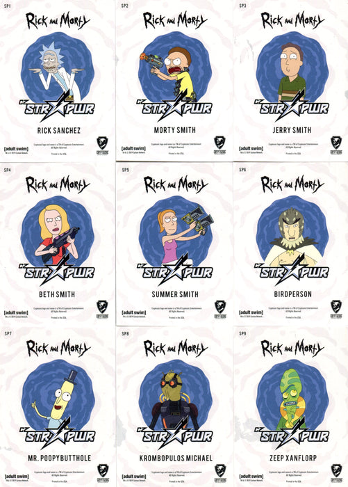 2019 Rick and Morty Season 2 CZ STR PWR Blue Parallel Chase Card Set SP1 - SP9   - TvMovieCards.com
