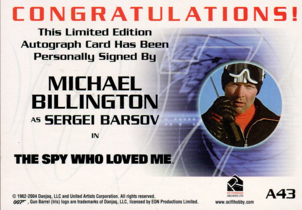 James Bond A43 The Quotable James Bond Michael Billington Autograph Card   - TvMovieCards.com