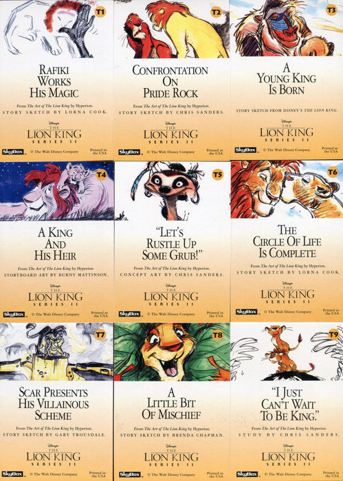 Lion King Disney Movie Series 2 Thermographic Chase Card Set T1 thru T9 Skybox   - TvMovieCards.com
