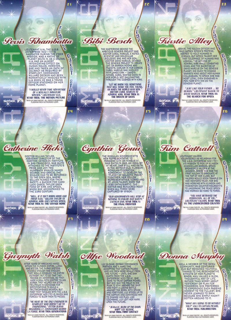 Star Trek Cinema 2000 Female Guest Stars Chase Card Set F1 thru F9 Skybox - TvMovieCards.com