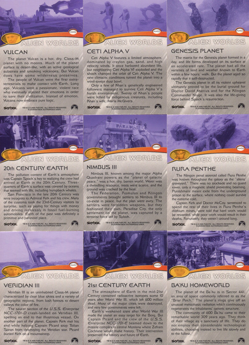Star Trek Cinema 2000 Alien Worlds Chase Card Set AW01 thru AW09 Skybox - TvMovieCards.com