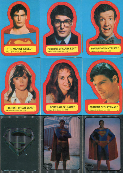 Superman One 1978 Vintage Sticker Trading Card Set 12 Sticker Cards Topps   - TvMovieCards.com