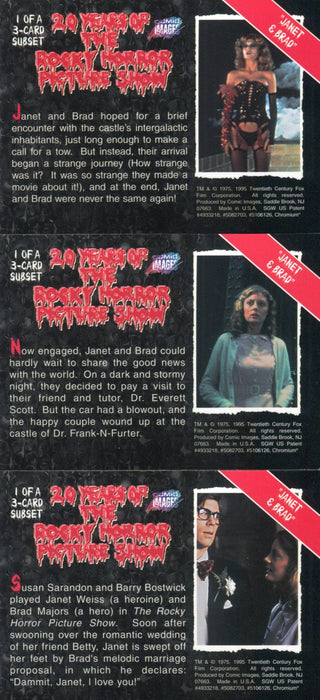 1995 Rocky Horror Picture Show Janet & Brad Chromium Chase Card Set 3 Cards   - TvMovieCards.com