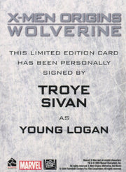X-Men Origins: Wolverine Autograph Card Troye Sivan as Young Logan   - TvMovieCards.com