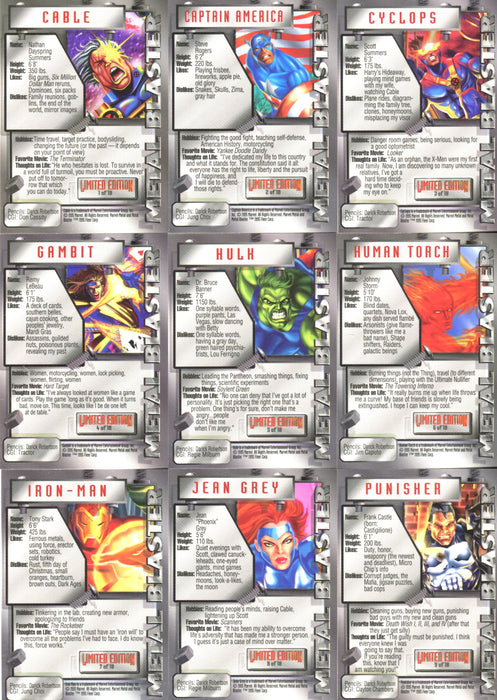 1995 Fleer Marvel Metal Inaugural Metal Blaster Chase Card Set 18 Foil Cards   - TvMovieCards.com