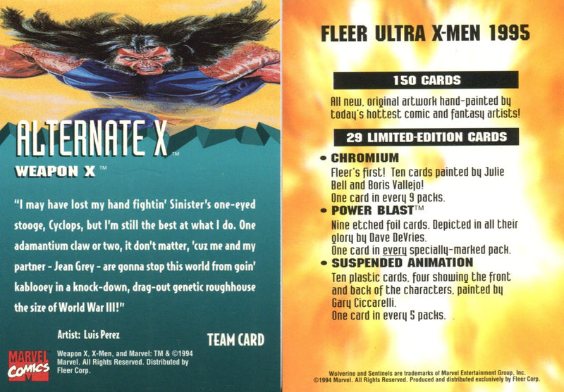 Marvel X-Men 1995 Fleer Ultra Promo Card Lot 2 Promo Cards   - TvMovieCards.com