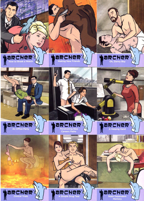 Archer Seasons 1 - 4  Inappropriate Workplace Chase Card Set C1 C9 Cryptozoic 2014   - TvMovieCards.com