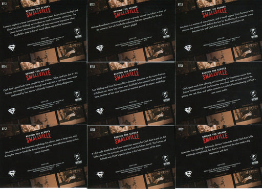Smallville Seasons 7 - 10 Behind the Scenes Chase Card Set BTS1 thru BTS9   - TvMovieCards.com