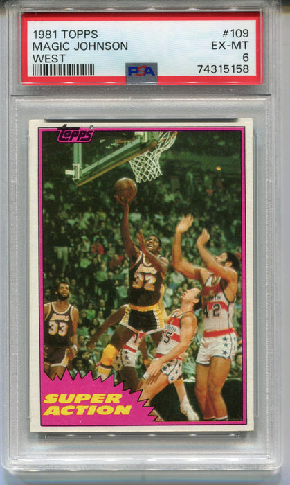 1981 Topps Basketball Magic Johnson #109 Trading Card LA Lakers PSA 6 EX-MT   - TvMovieCards.com