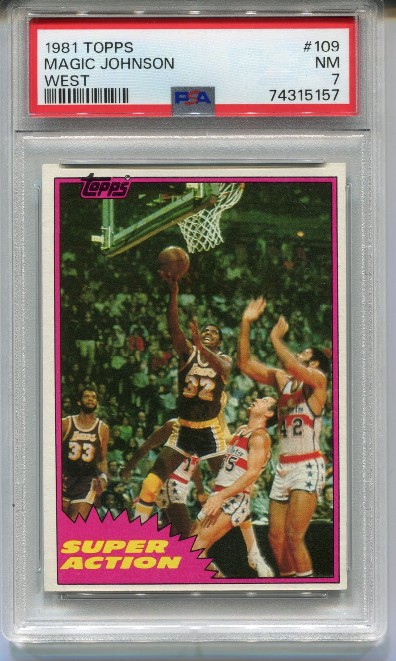 1981 Topps Basketball Magic Johnson #109 Trading Card LA Lakers PSA 7 NM   - TvMovieCards.com
