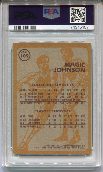 1981 Topps Basketball Magic Johnson #109 Trading Card LA Lakers PSA 7 NM   - TvMovieCards.com