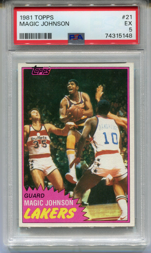 1981 Topps Basketball Magic Johnson #21 Trading Card LA Lakers PSA 5 EX   - TvMovieCards.com