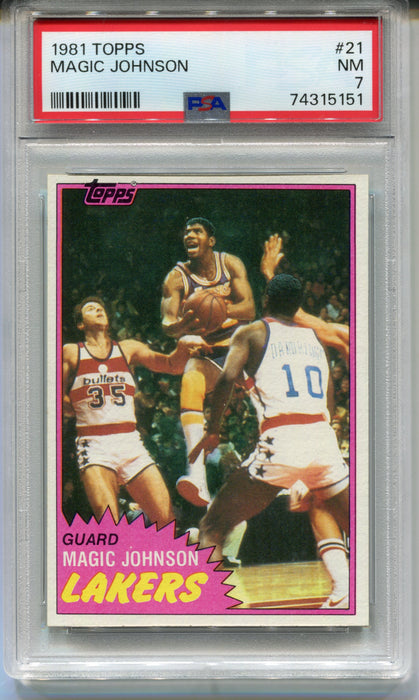 1981 Topps Basketball Magic Johnson #21 Trading Card LA Lakers PSA 7 MN   - TvMovieCards.com