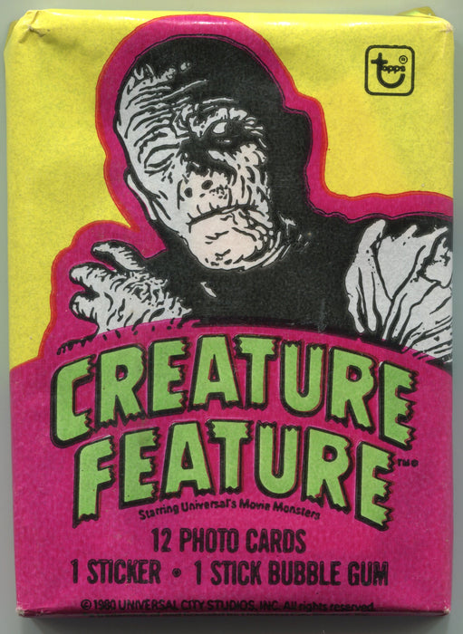 1980 Creature Feature Topps Vintage Bubble Gum Trading Card Wax Pack   - TvMovieCards.com