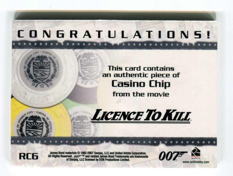 James Bond Complete White Casino Chip (on right) Relic Prop Card RC6   - TvMovieCards.com