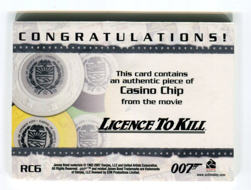 James Bond Complete White Casino Chip (on right) Relic Prop Card RC6   - TvMovieCards.com