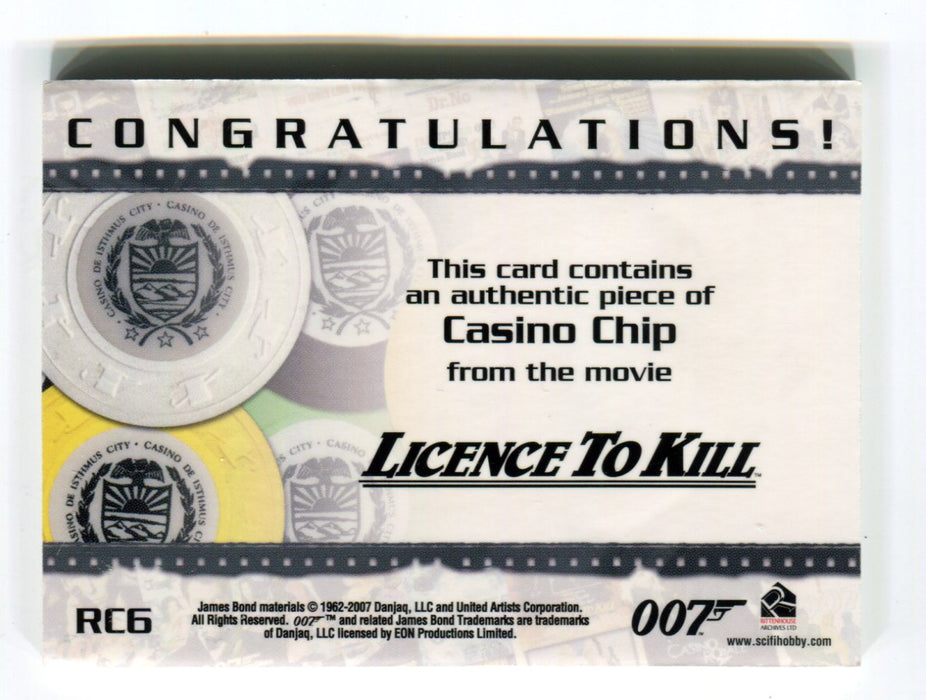 James Bond Complete White Casino Chip (on left) Relic Prop Card RC6   - TvMovieCards.com