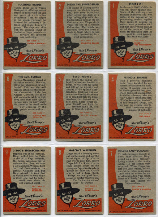 1958 Walt Disney's Zorro Complete Vintage Trading Card Set 88 Cards Topps   - TvMovieCards.com